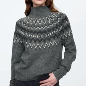 Gap Forever Cozy Fair Isle Sweater Grey NWT